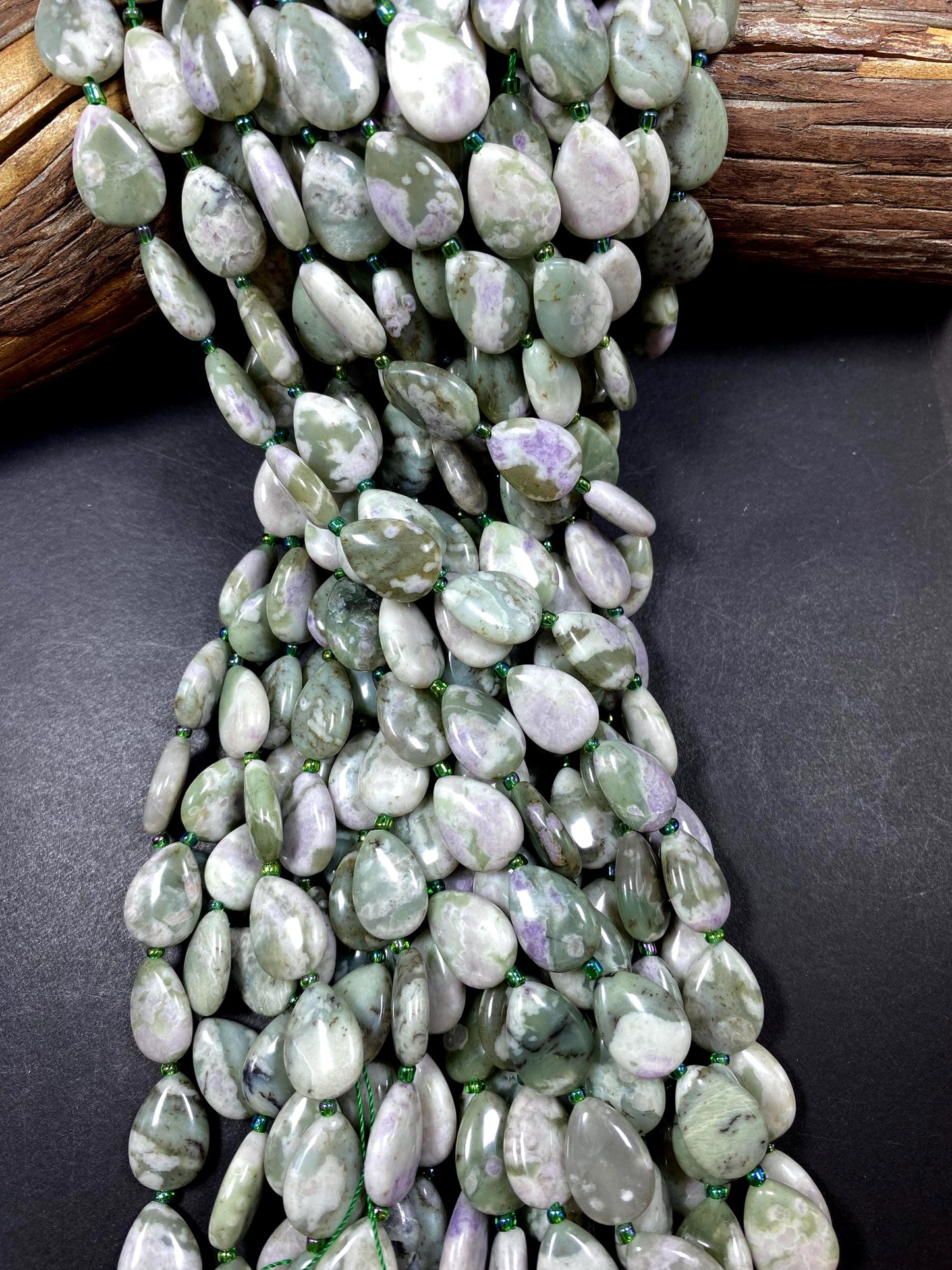 Natural  green Auspicious  Jade Teardrop Shape 13x17mm gemstone bead. Beautiful natural light green color jade bead . FULL STRAND 15.5