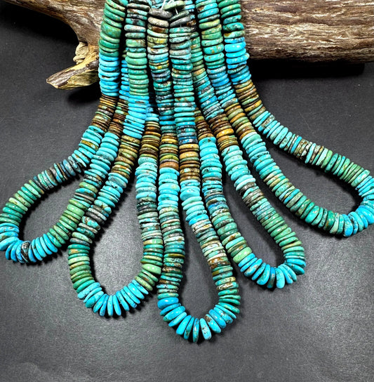 AA 100% Natural turquoise gemstone bead . Roundell Shape . gorgeous blue turquoise natural color . excellent quality . full strand 15.5”