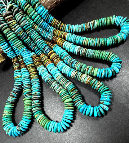 AA 100% Natural turquoise gemstone bead . Roundell Shape . gorgeous blue turquoise natural color . excellent quality . full strand 15.5”