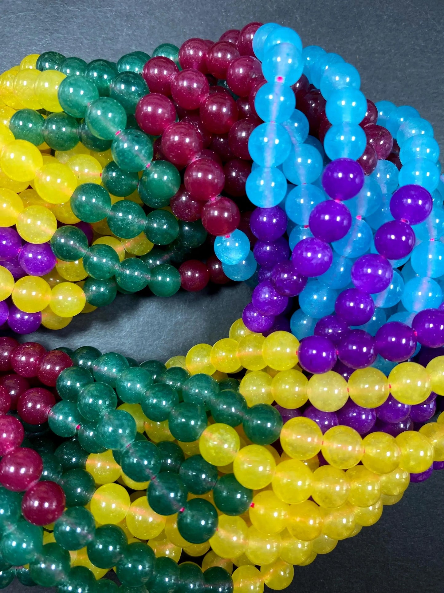Multi-Color Jade Gemstone Bead,  Gorgeous 8mm Round shape Jade Gemstone Beads, Great Quality Full Strand 15.5"