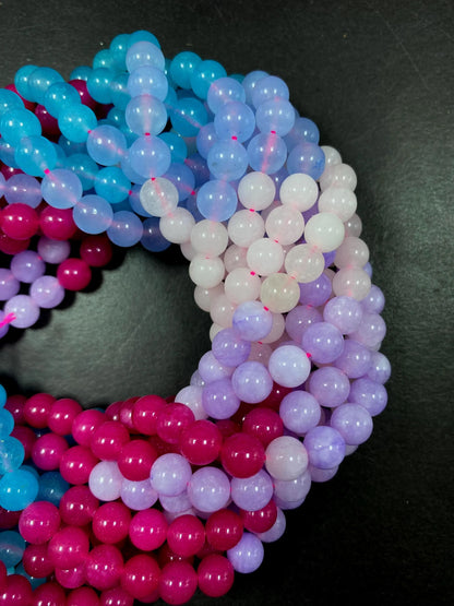 Multi-Color Jade Gemstone Bead,  Gorgeous 8mm Round Shape Jade Gemstone Beads, Great Quality Full Strand 15.5"