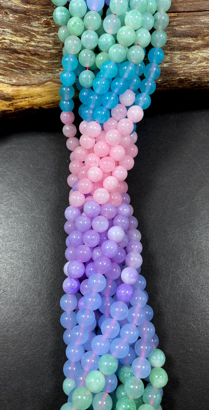 Multi-Color Jade Gemstone Bead,  Gorgeous 8mm Round shape Jade Gemstone Beads, Great Quality Full Strand 15.5"