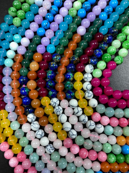 Multi-Color Jade Gemstone Beads,  Gorgeous 8mm Round shape Jade Gemstone Beads, Great Quality Full Strand 15.5