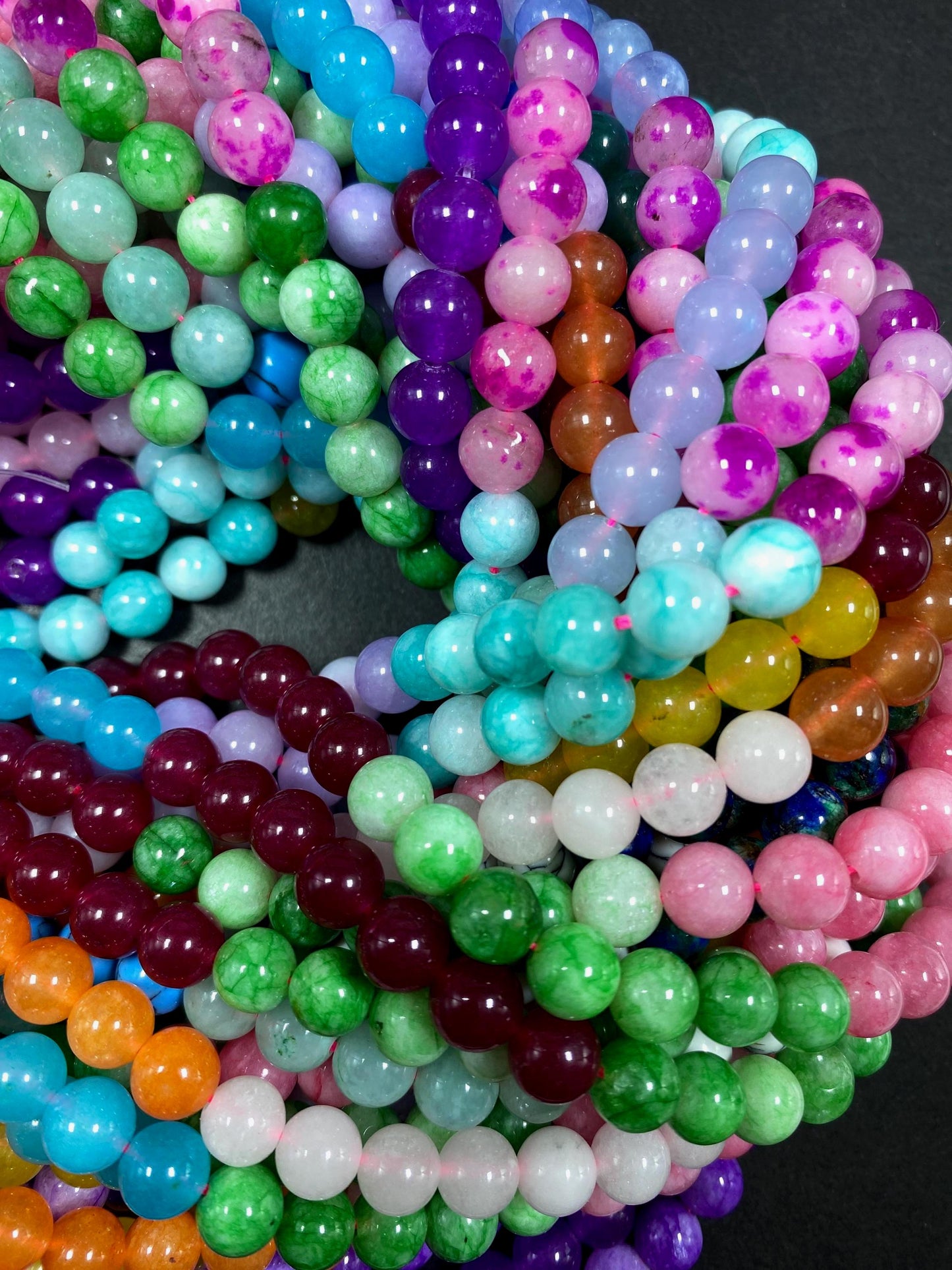 Multi-Color Jade Gemstone Beads,  Gorgeous 8mm Round shape Jade Gemstone Beads, Great Quality Full Strand 15.5