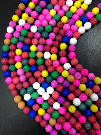 AAA Natural lava rock stone bead . 8mm 10mm round bead. Beautiful natural multi-color lava rock stone bead. Full strand 15.5”