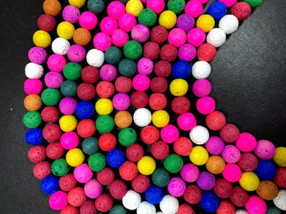 AAA Natural lava rock stone bead . 8mm 10mm round bead. Beautiful natural multi-color lava rock stone bead. Full strand 15.5”