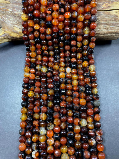 NATURAL Botswana Agate Gemstone Bead Faceted  7mm 10mm Round Beads, Beautiful Dark Brown Color Gemstone Bead Full Strand 15.5"