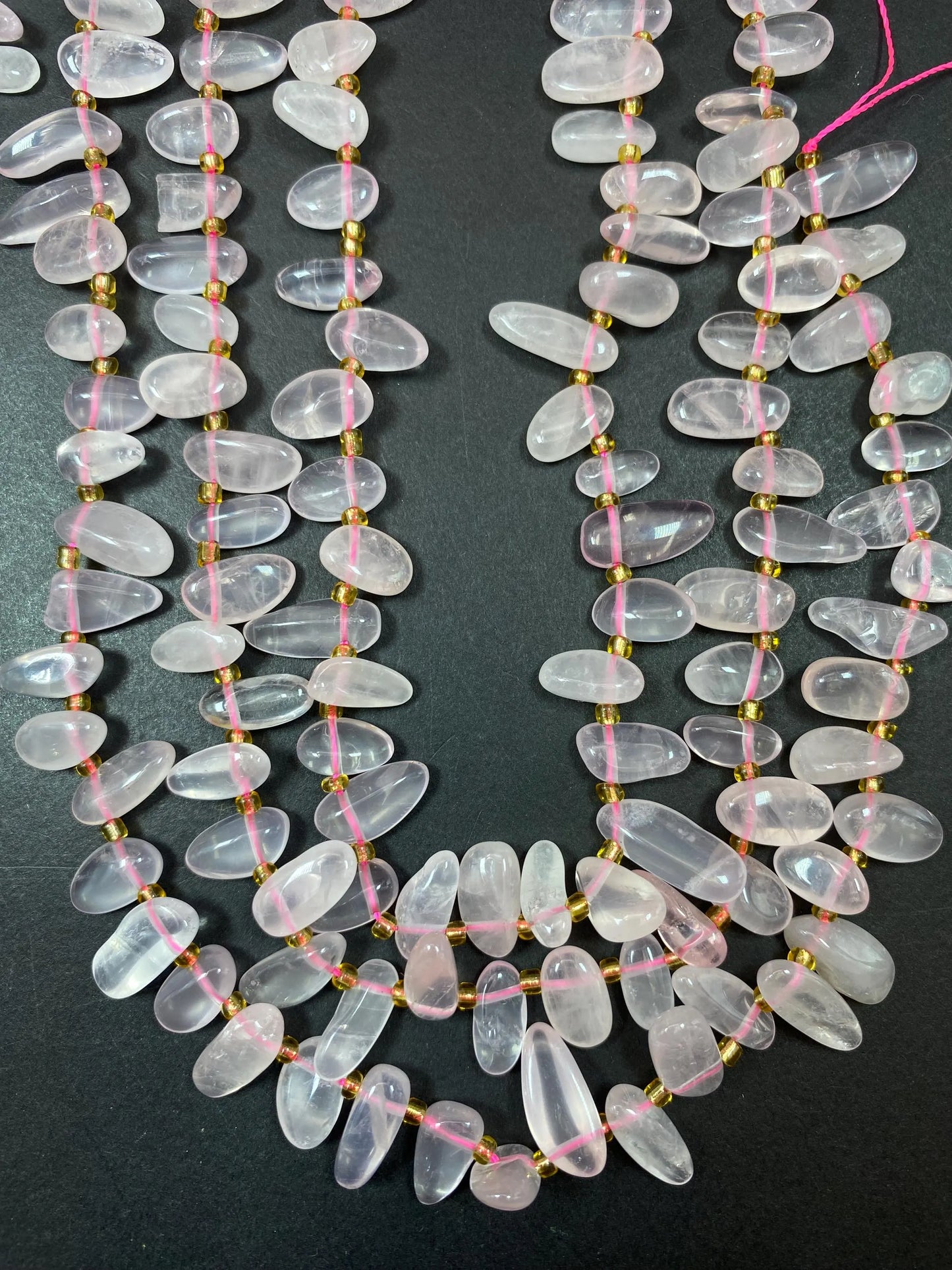 Rose quartz Gemstone Beads Stick or Tooth Shape Beads, Beautiful Pink Color Gemstone Beads, Full Strand 15.5"