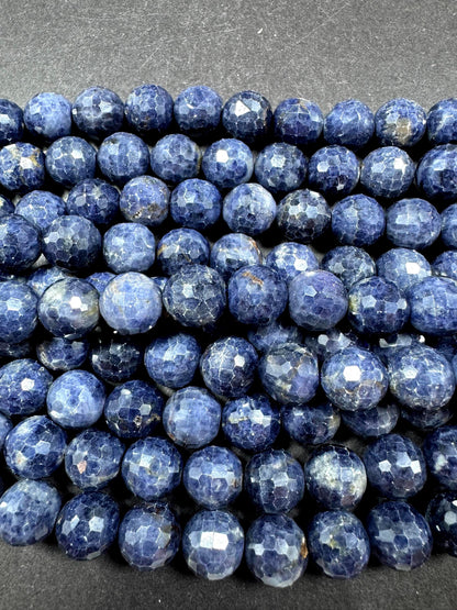 AA Natural  sapphire gemstone bead .faceted round bead . Beautiful natural blue sapphire gemstone bead . Excellent quality Full strand 15.5”