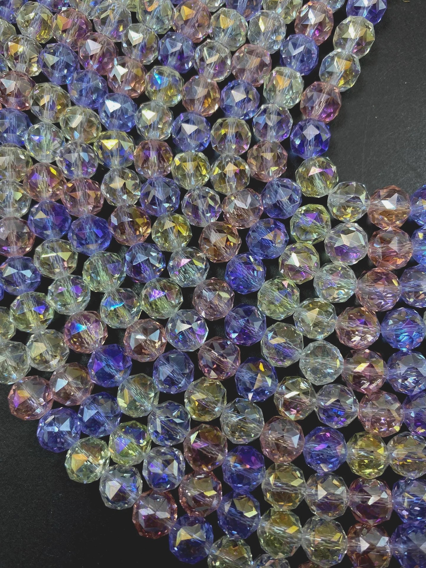Beautiful Crystal glass bead. Faceted 10mm round shape bead. Gorgeous multicolor strand, high quality crystal bead! Full strand