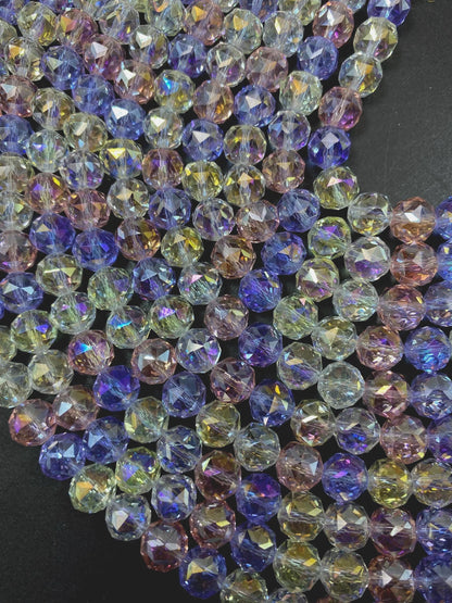 Beautiful Crystal glass bead. Faceted 10mm round shape bead. Gorgeous multicolor strand, high quality crystal bead! Full strand
