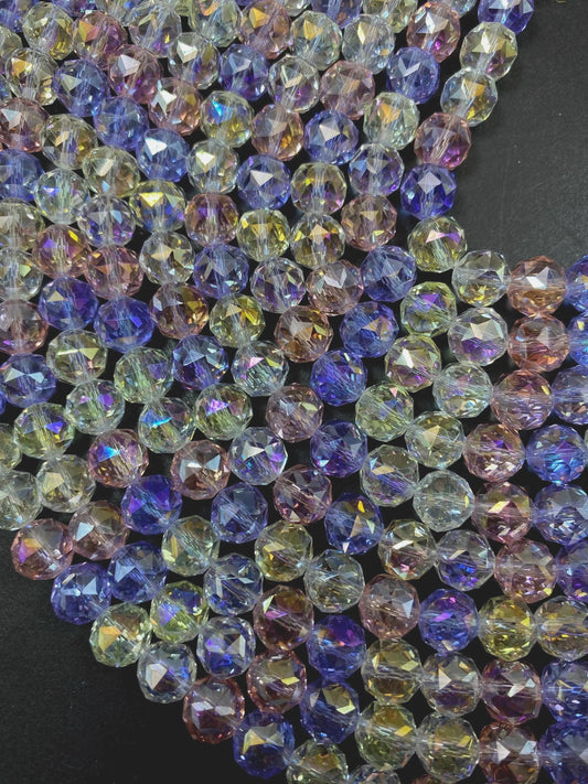 Beautiful Crystal glass bead. Faceted 10mm round shape bead. Gorgeous multicolor strand, high quality crystal bead! Full strand