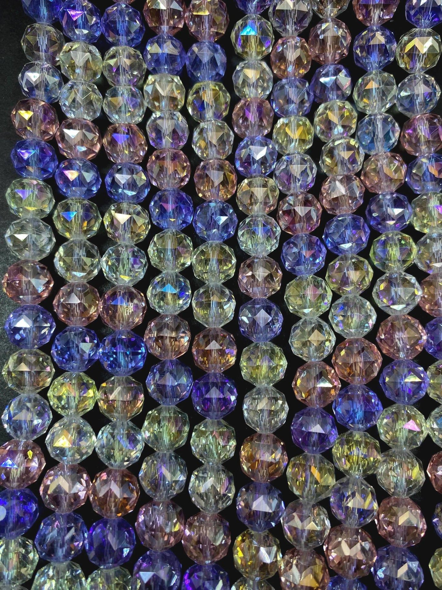 Beautiful Crystal glass bead. Faceted 10mm round shape bead. Gorgeous multicolor strand, high quality crystal bead! Full strand