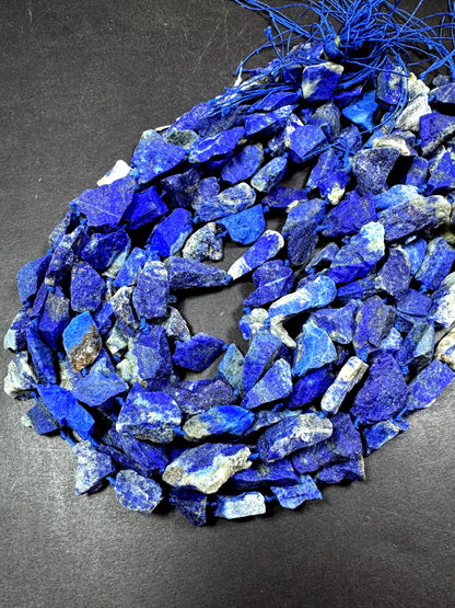Natural raw lapis gemstone bead. freedom nugget shape . gorgeous Natural royal blue color . Not treated. excellent quality. full strand 15.5