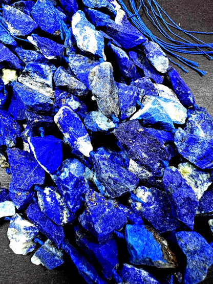 Natural raw lapis gemstone bead. freedom nugget shape . gorgeous Natural royal blue color . Not treated. excellent quality. full strand 15.5