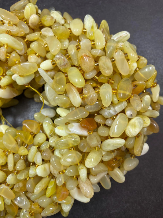 Yellow Opal Gemstone Beads Stick or Tooth Shape Beads, Beautiful Yellow Color Gemstone Beads, Full Strand 15.5"