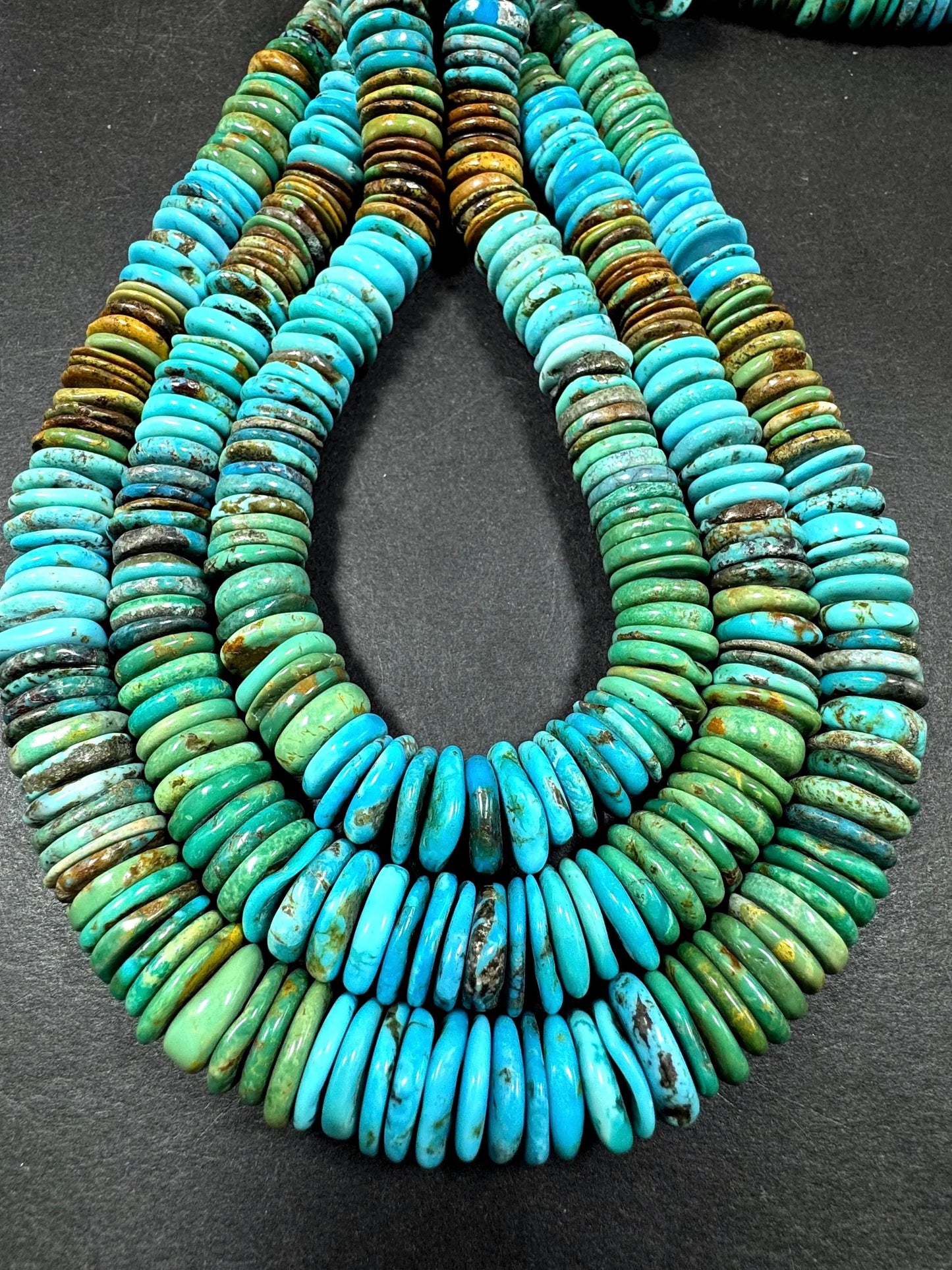 AA 100% Natural turquoise gemstone bead . Roundell Shape . gorgeous blue turquoise natural color . excellent quality . full strand 15.5”