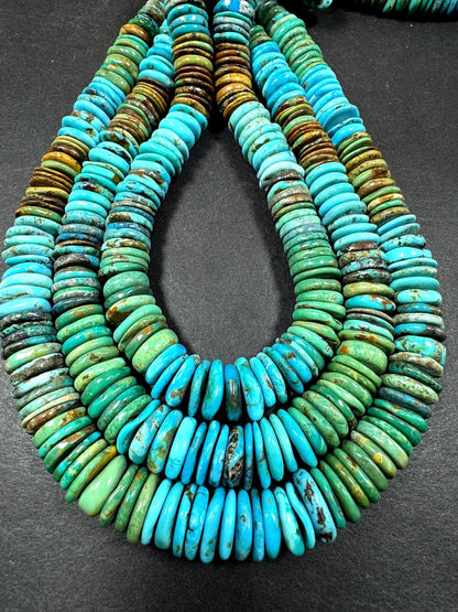 AA 100% Natural turquoise gemstone bead . Roundell Shape . gorgeous blue turquoise natural color . excellent quality . full strand 15.5”