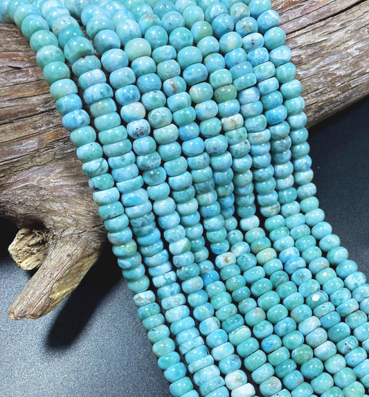 AA+ 100% Natural Larimar Gemstone Bead. 5x8mm 6x10mm Rondelle Shape. Gorgeous Natural Blue Larimar Gemstone Bead Loose Bead. High Quality.