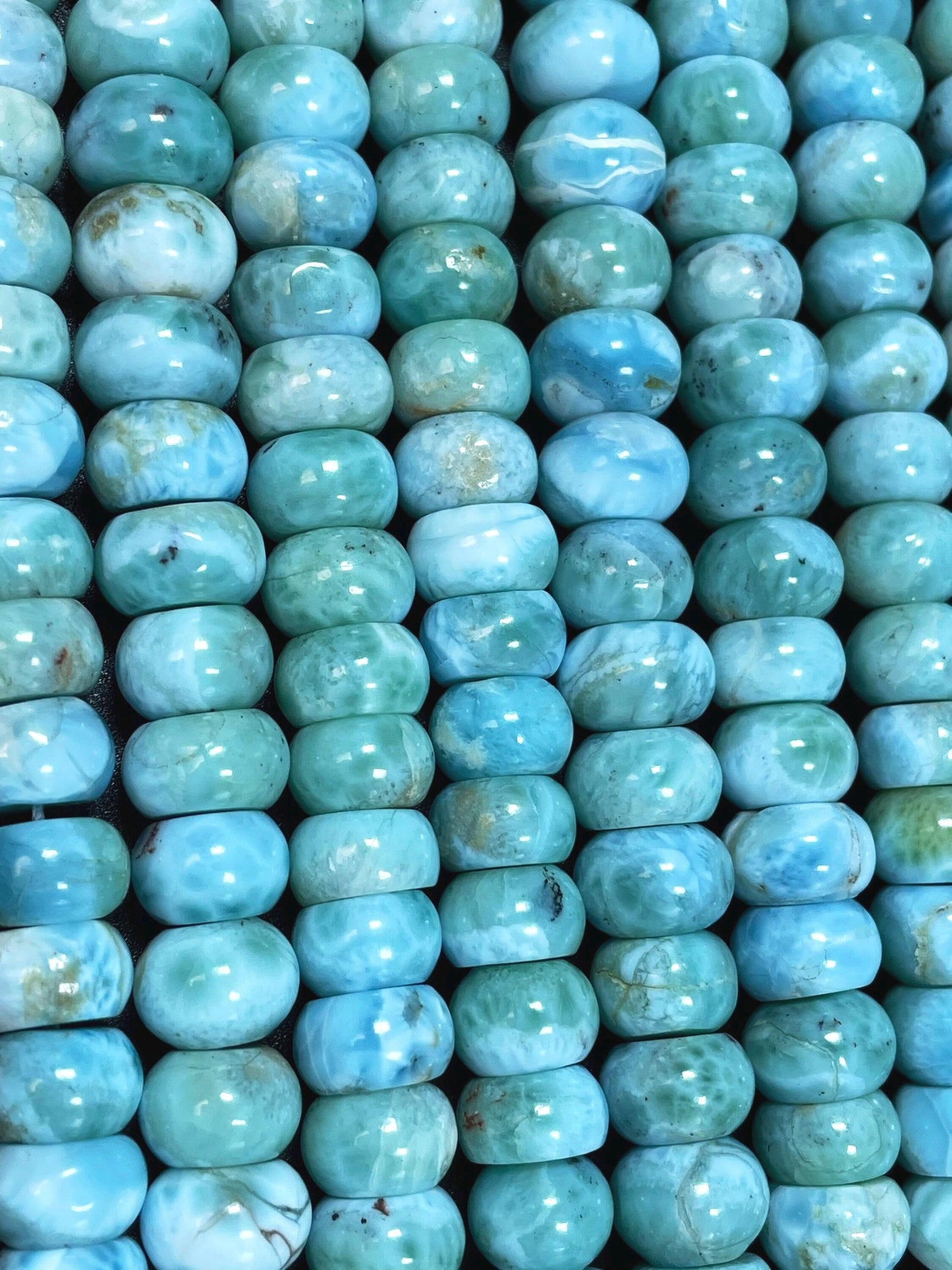 AA+ 100% Natural Larimar Gemstone Bead. 5x8mm 6x10mm Rondelle Shape. Gorgeous Natural Blue Larimar Gemstone Bead Loose Bead. High Quality.