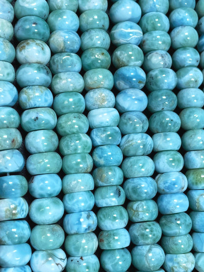 AA+ 100% Natural Larimar Gemstone Bead. 5x8mm 6x10mm Rondelle Shape. Gorgeous Natural Blue Larimar Gemstone Bead Loose Bead. High Quality.