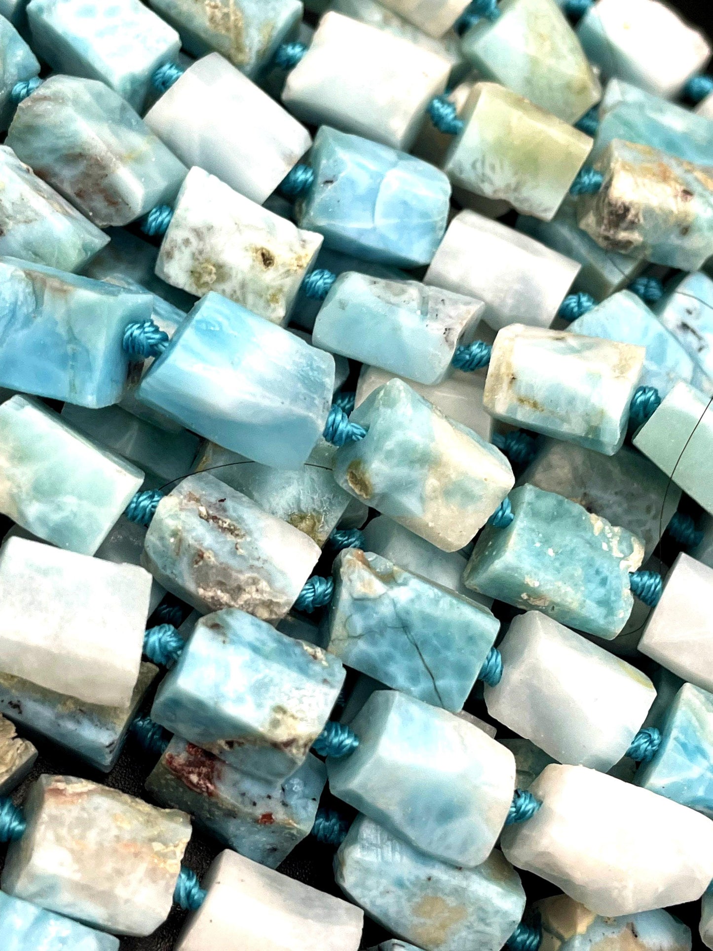 AA 100% natural Larimar gemstone bead. Faceted 8x12mm tube shape bead. Gorgeous natural light blue Larimar bead. High quality gemstone!