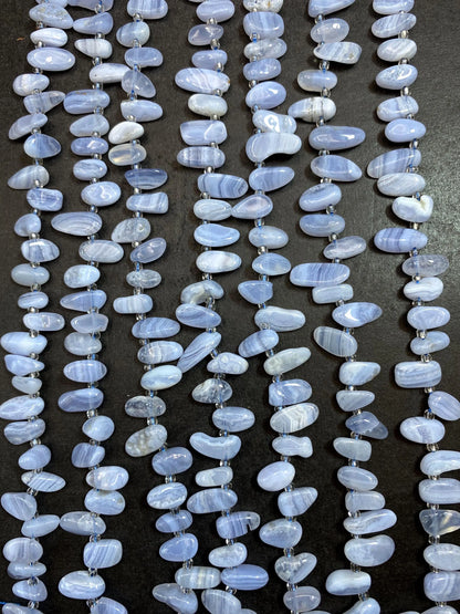 Chalcedony Gemstone Beads Stick or Tooth Shape, Beautiful Blue Lace Color Gemstone Beads, Full Strand 15.5"
