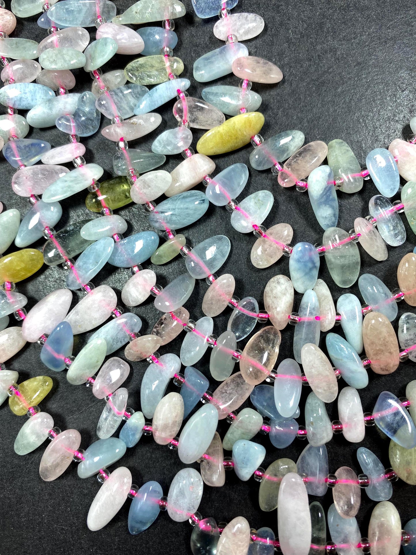 Morganite Gemstone Beads Stick or Tooth Shape, Beautiful Light Pink, Blue, Green Color Gemstone Beads, Full Strand 15.5"