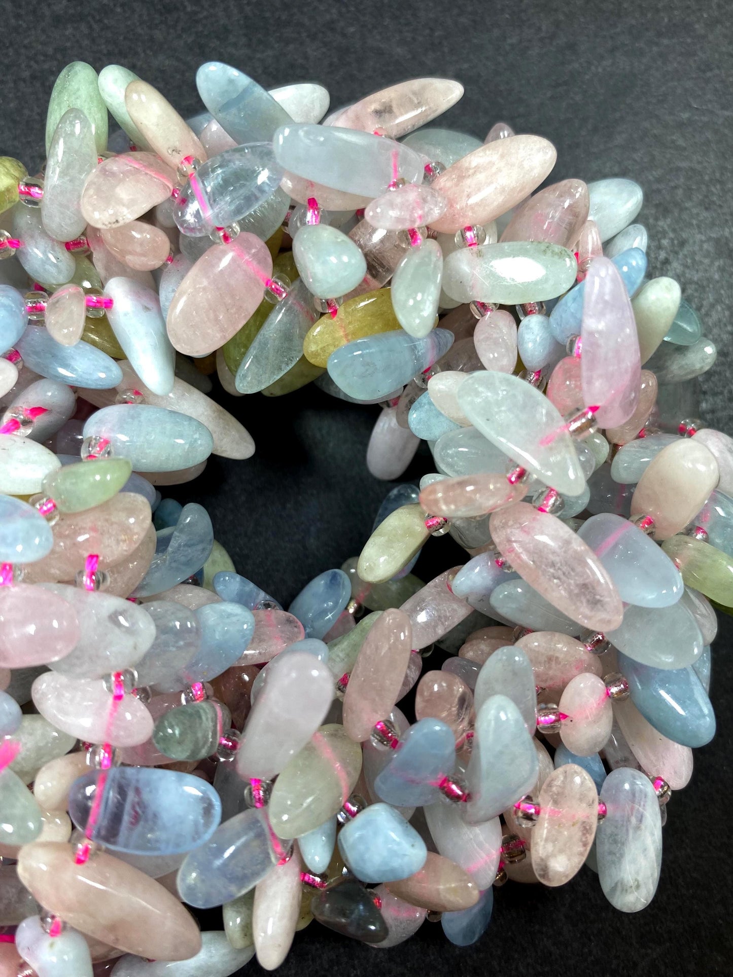 Morganite Gemstone Beads Stick or Tooth Shape, Beautiful Light Pink, Blue, Green Color Gemstone Beads, Full Strand 15.5"