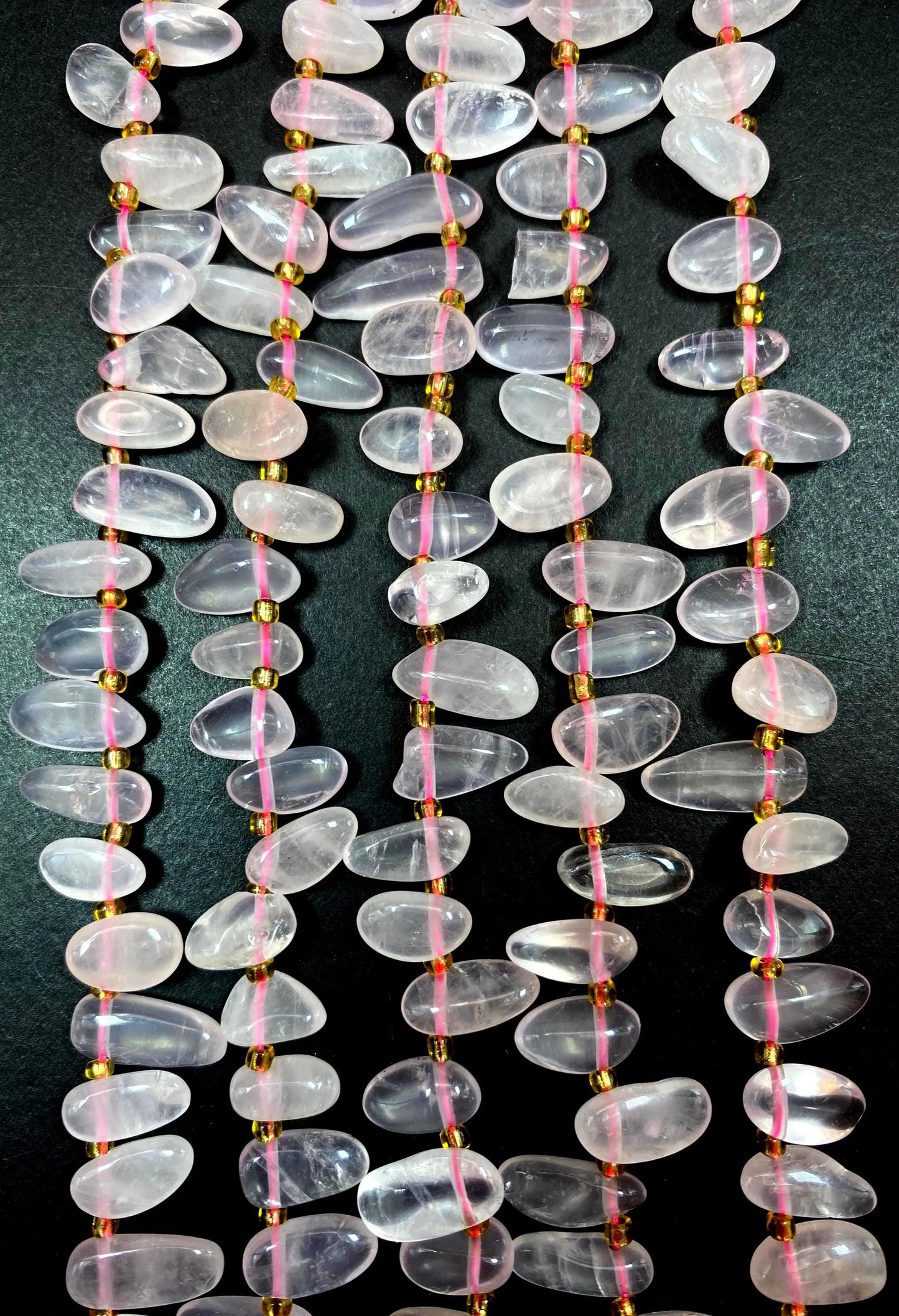 Rose quartz Gemstone Beads Stick or Tooth Shape Beads, Beautiful Pink Color Gemstone Beads, Full Strand 15.5"