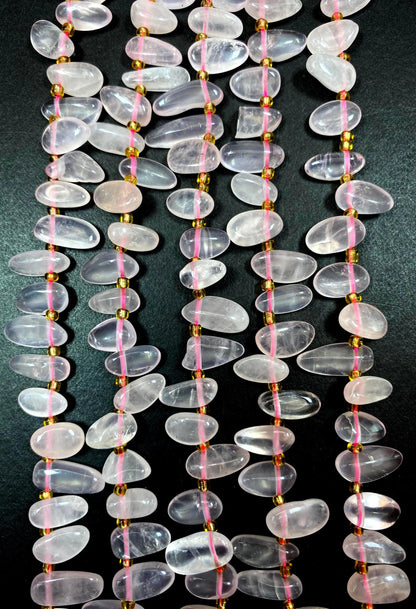 Rose quartz Gemstone Beads Stick or Tooth Shape Beads, Beautiful Pink Color Gemstone Beads, Full Strand 15.5"