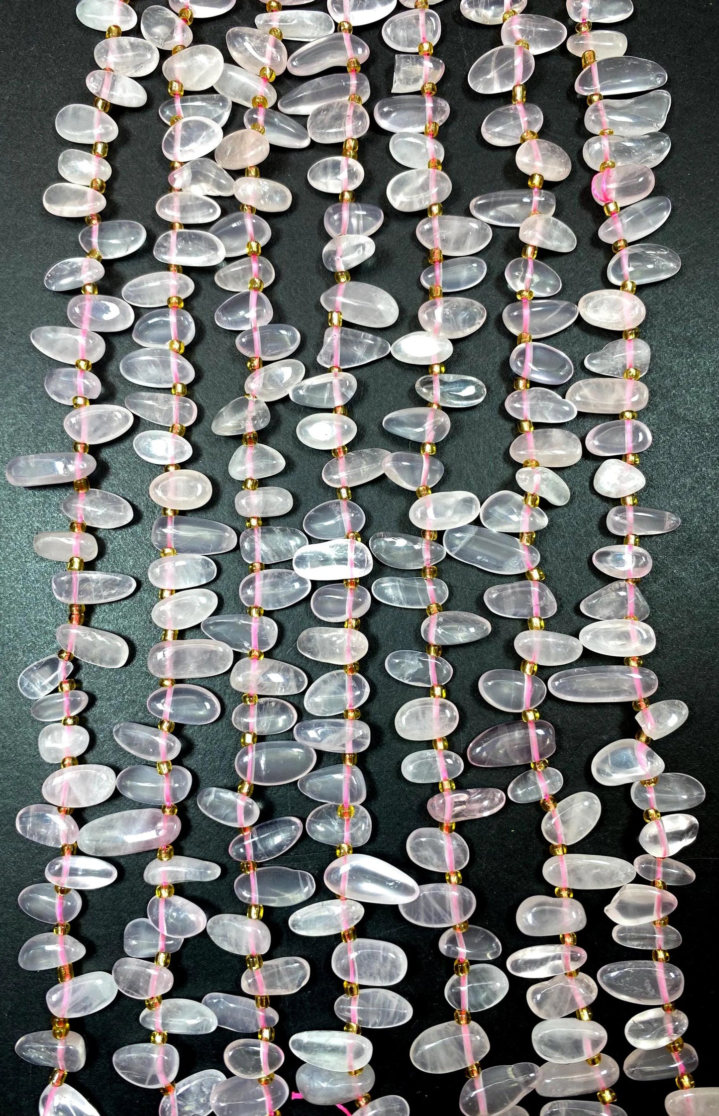 Rose quartz Gemstone Beads Stick or Tooth Shape Beads, Beautiful Pink Color Gemstone Beads, Full Strand 15.5"