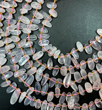 Rose quartz Gemstone Beads Stick or Tooth Shape Beads, Beautiful Pink Color Gemstone Beads, Full Strand 15.5"