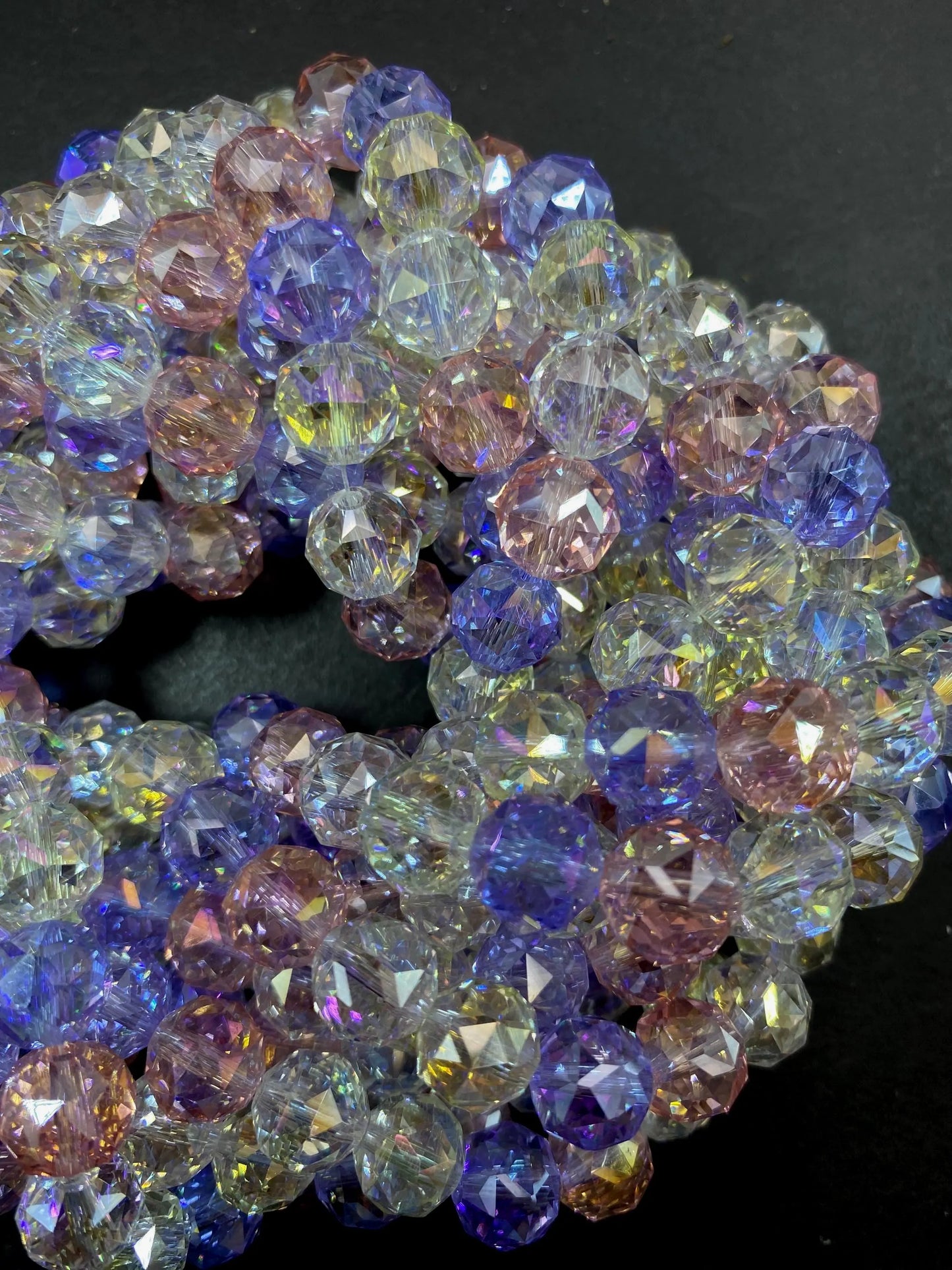 Beautiful Crystal glass bead. Faceted 10mm round shape bead. Gorgeous multicolor strand, high quality crystal bead! Full strand