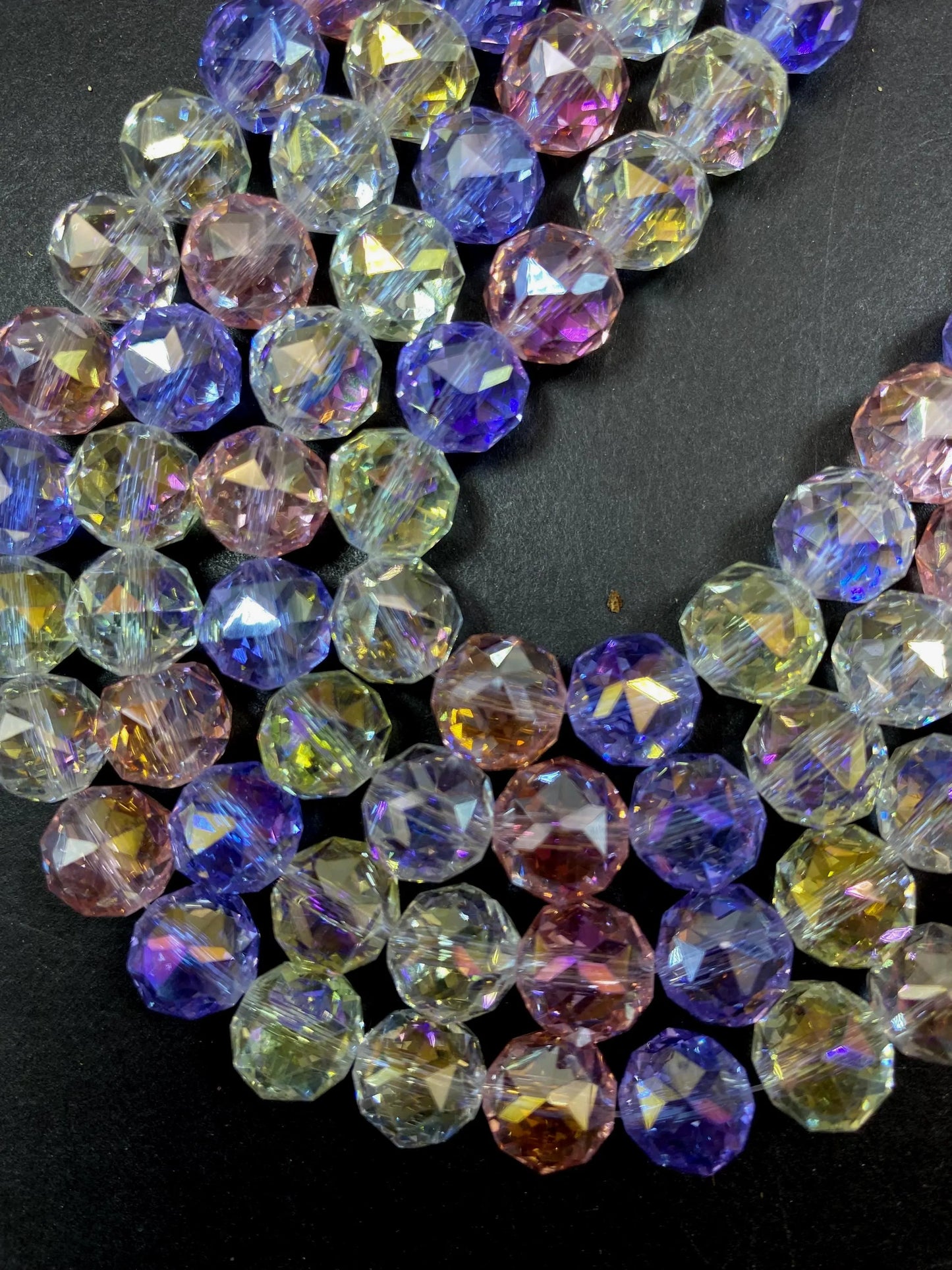 Beautiful Crystal glass bead. Faceted 10mm round shape bead. Gorgeous multicolor strand, high quality crystal bead! Full strand