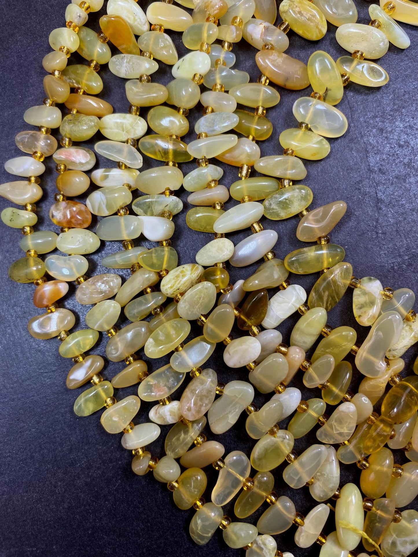 Yellow Opal Gemstone Beads Stick or Tooth Shape Beads, Beautiful Yellow Color Gemstone Beads, Full Strand 15.5"