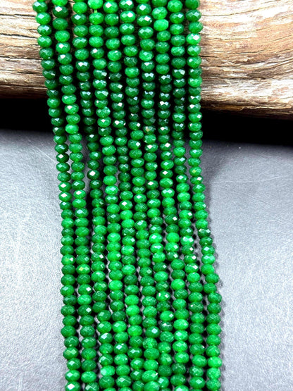 Natural gemstone bead. green jade stone bead. faceted rondelle shape beads. excellent quality . full strand 15.5”