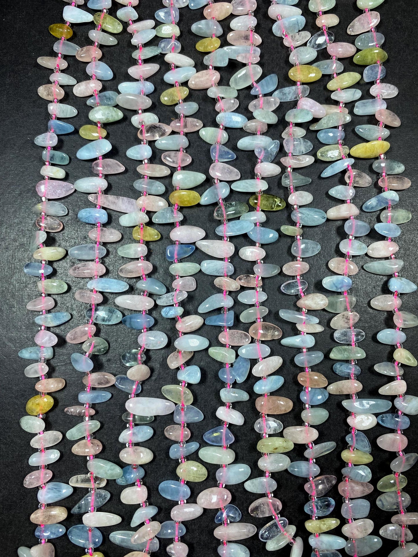 Morganite Gemstone Beads Stick or Tooth Shape, Beautiful Light Pink, Blue, Green Color Gemstone Beads, Full Strand 15.5"