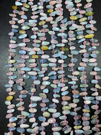 Morganite Gemstone Beads Stick or Tooth Shape, Beautiful Light Pink, Blue, Green Color Gemstone Beads, Full Strand 15.5"