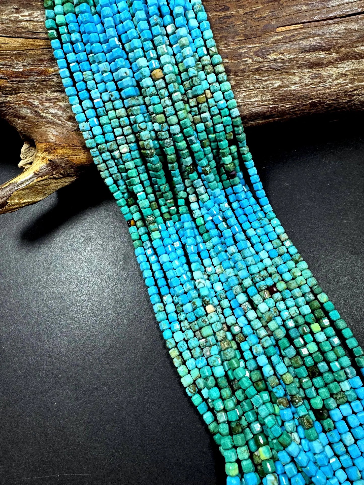 Natural turquoise gemstone bead. Multi color turquoise beads . Faceted cube shape . Excellent quality. Full strand 15.5
