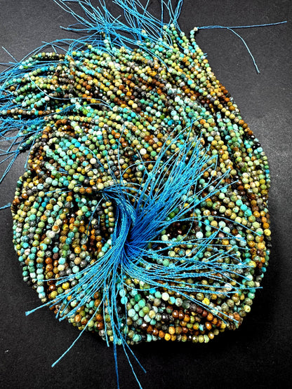 Natural turquoise gemstone bead. faceted round shape . gorgeous multi color turquoise beads. excellent quality ! full strand 15.5