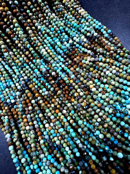 Natural turquoise gemstone bead. faceted round shape . gorgeous multi color turquoise beads. excellent quality ! full strand 15.5