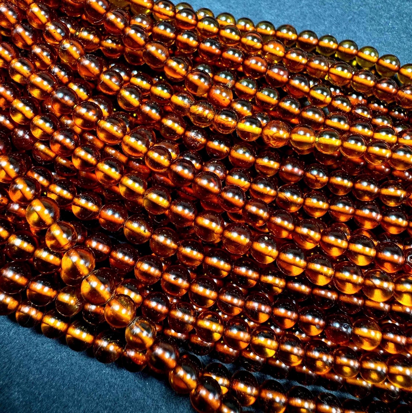 Natural 100% Baltic Gold bead . smooth round beads. 4mm . golden brown Natural color ! full strand 15.5