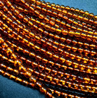 Natural 100% Baltic Gold bead . smooth round beads. 4mm . golden brown Natural color ! full strand 15.5