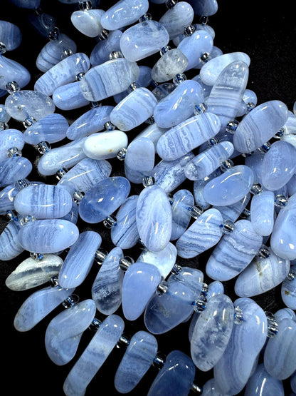 100% National Blue Lace Agate. Freedom Teardrop Shape. Gorgeous Natural Blue Color Gemstone Bead. Full Strand 15.5"