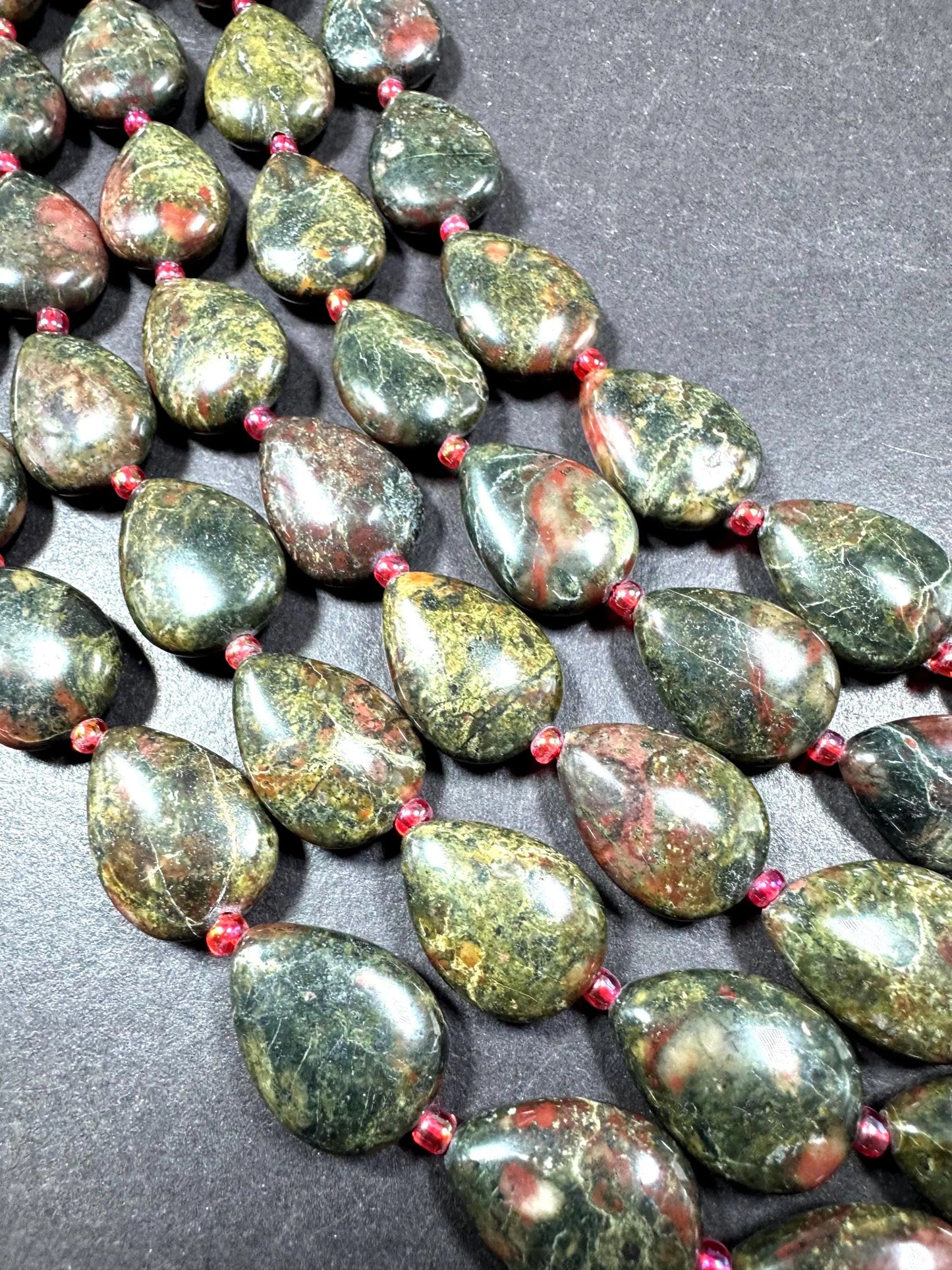 Natural African Blood Gemstone Bead. Gorgeous Natural Dark Brown with Olive Green color. Excellent quality. Full strand 15.5