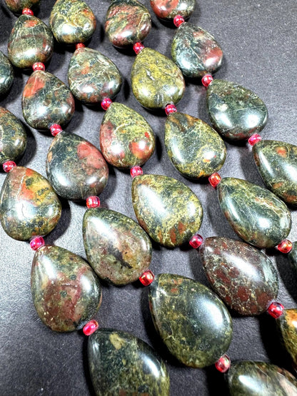 Natural African Blood Gemstone Bead. Gorgeous Natural Dark Brown with Olive Green color. Excellent quality. Full strand 15.5