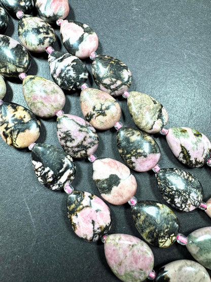 Natural Rhodonite gemstone bead. Gorgeous Natural black pink gemstone bead. Excellent quality. Full strand 15.5