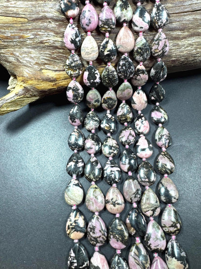Natural Rhodonite gemstone bead. Gorgeous Natural black pink gemstone bead. Excellent quality. Full strand 15.5