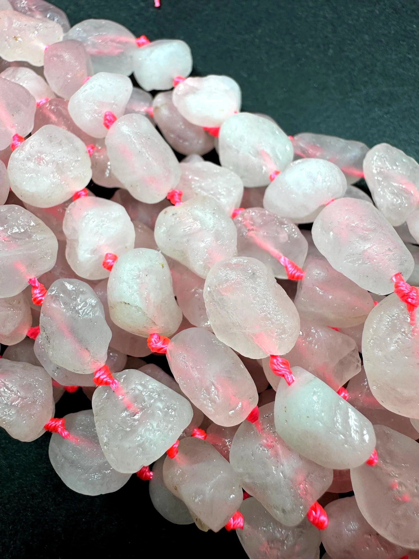 AAA Natural Rose Quartz Gemstone Bead. Freedom nugget shape beautiful Natural pink rose color. Excellent quality . Full strand 15.5”